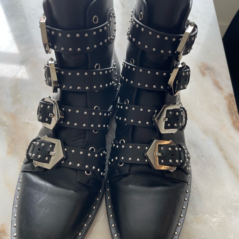 Givenchy Black Studded Leather Moto Boots